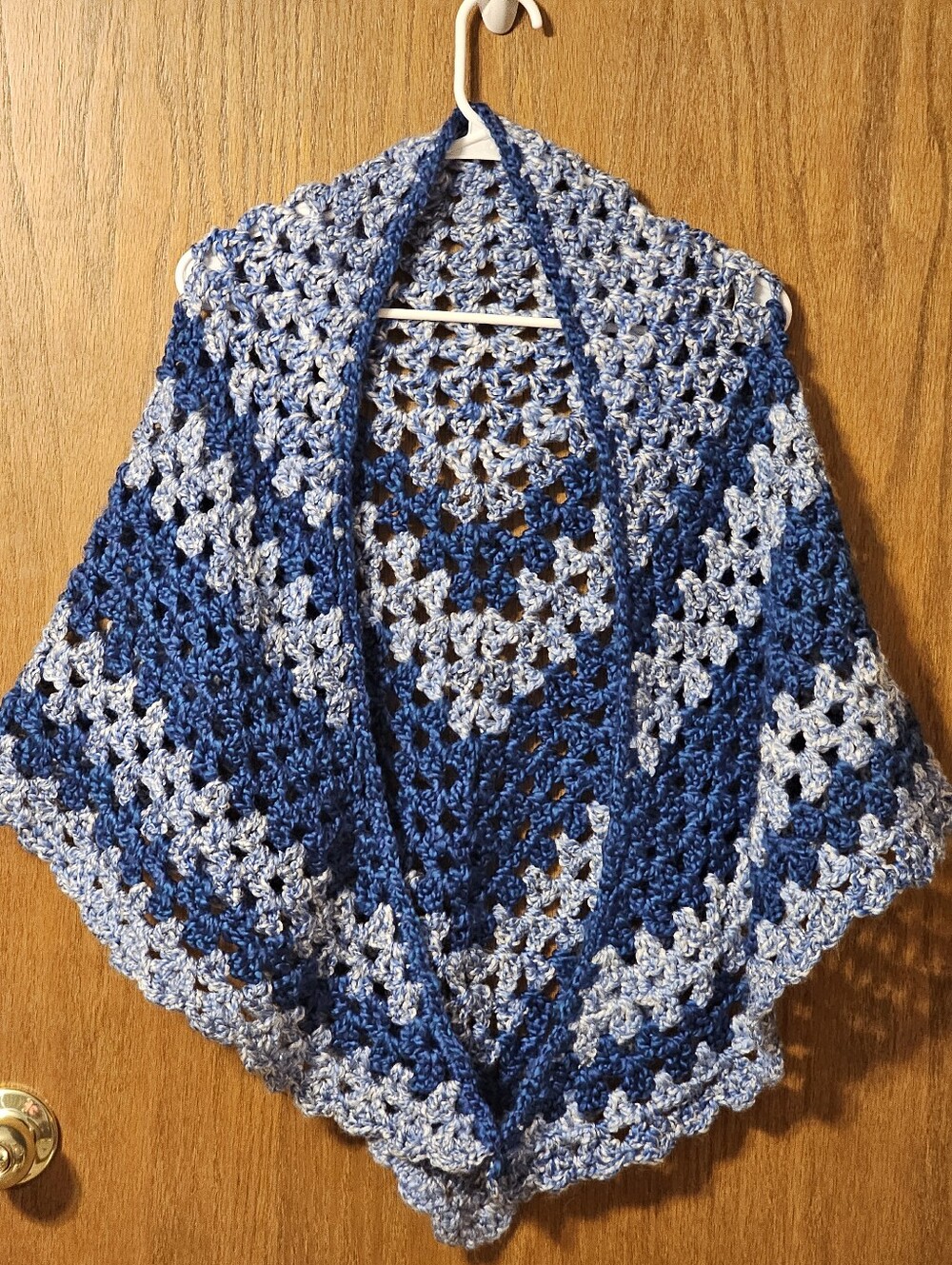 Handmade Blue Gradient Crochet Shawl Sweater Wrap